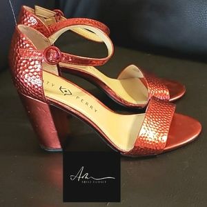 Katy Perry Block Heels in color Red. Style of shoe is called The Liz